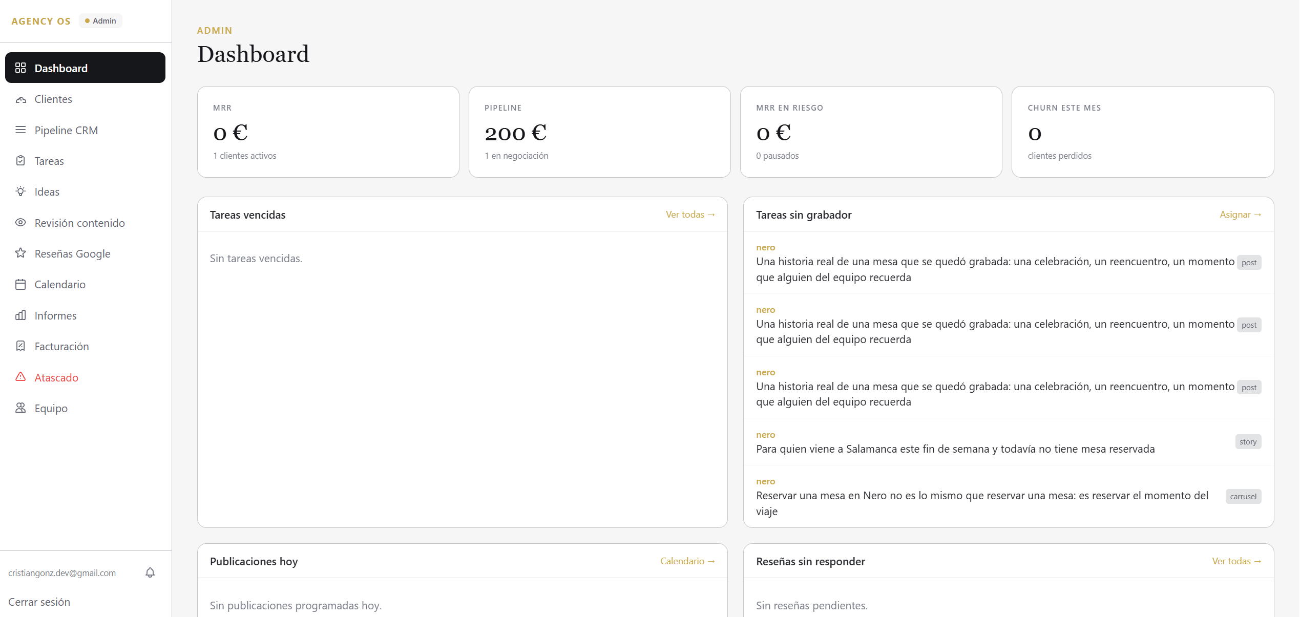 Interfaz de Publiko — plataforma de producción de contenido con IA